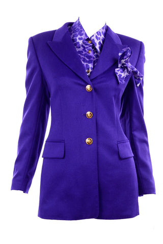 Escada Vintage Purple Blazer and Matching Silk Blouse