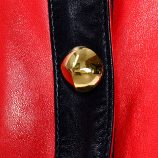 Escada by Margaretha Ley Vintage Red & Black Leather Jacket w Studs 1980s