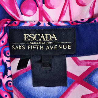 Escada expressly for Saks Fifth Avenue vintage silk blouse label