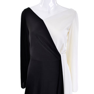 1970s Estevez Deadstock Vintage Black & White Jersey Dress New W Tags Deadstock