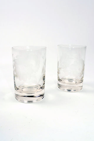 Mid Century Etched Flower Juice Glasses, Set of 6