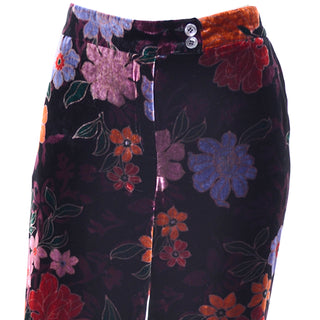 luxurious Etro velvet floral high waist pants