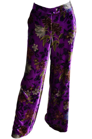 Etro Purple Velvet Floral Pants