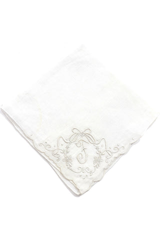 Letter F Monogram Vintage Handkerchief Bridal Hankie