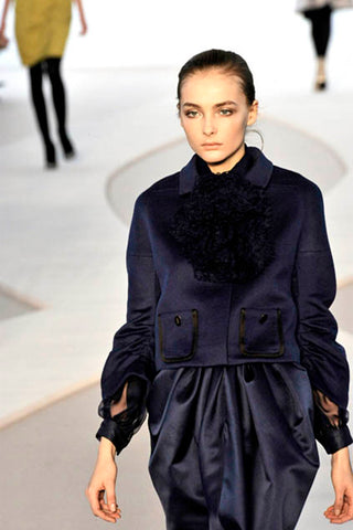 F/W 2008 Valentino documented deep blue silk blouse and skirt