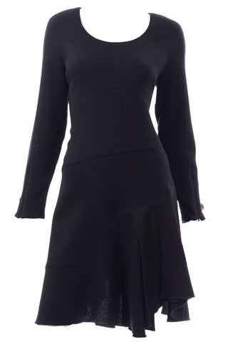 Oscar de la Renta F/W 2010 Black Wool Asymmetrical Runway Dress