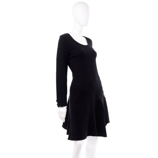 Fall Oscar de la Renta F/W 2010 Black Wool Asymmetrical Runway Dress
