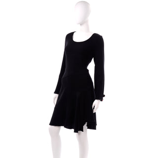 Autumn Oscar de la Renta F/W 2010 Black Wool Asymmetrical Runway Dress