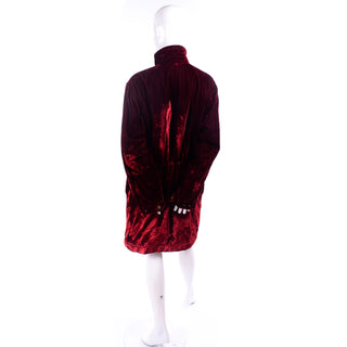 Faconnable Vintage Red Velvet Coat With Quilted Lining