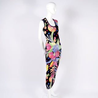 F/W 1993/94 Documented Gianni Versace Couture Black Floral Bodycon Dress