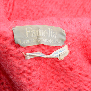 1960s Famelia Italian Pink Mohair Cardigan w/ Oversized Collar