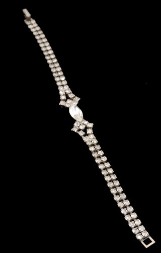 1960s La Rel Dainty Rhinestone Bracelet w/ Marquise Central Stone