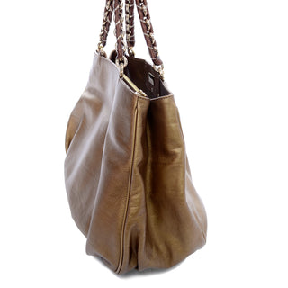 Fendi Borsa Mia Shoulder Bag in Bronze Leather w/ Chain Strap