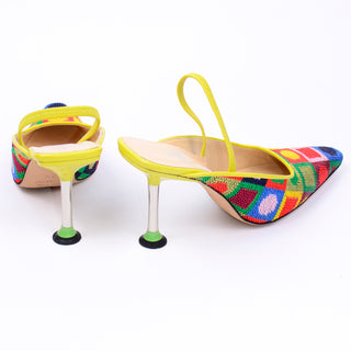 Fendi colorful quilt design shoes with chrome heel 7.5
