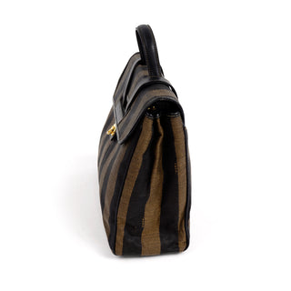 Fendi Monogram Stripe Handbag Top Handle Bag Shoulder Strap