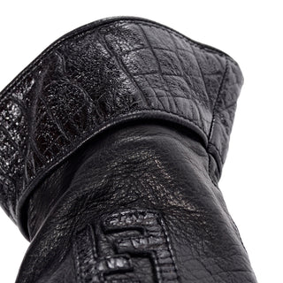 Vintage Fendi Black Leather Ladies Gauntlet Gloves
