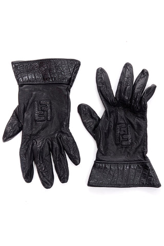 Fendi logo gloves in gauntlet style