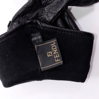 Vintage Fendi Black Leather Ladies Gauntlet Gloves