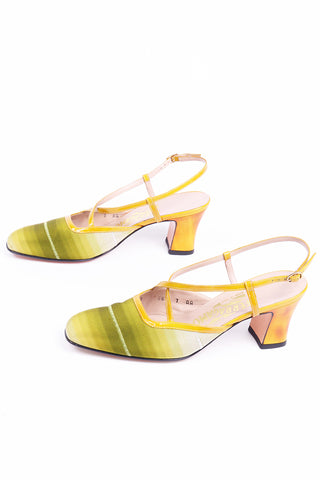 1990s Salvatore Ferragamo Vintage Ombre Green & Yellow Shoes