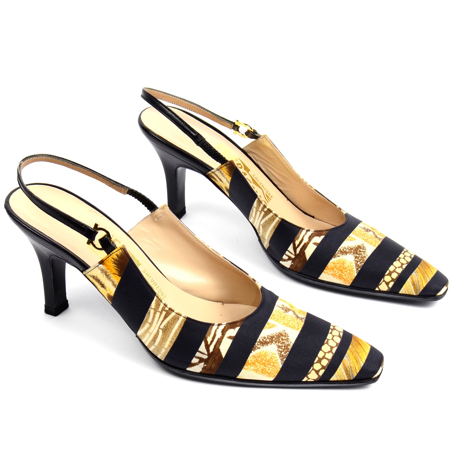 Black Gold Shoes Women Heels, Gold Slingback Shoes Women
