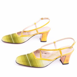 1990s Salvatore Ferragamo Vintage Ombre Green & Yellow Shoes sz 7