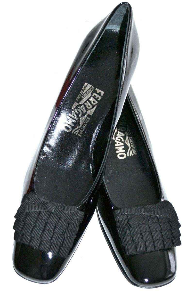 Salvatore Ferragamo shoes NEW in box black patent leather ruffled