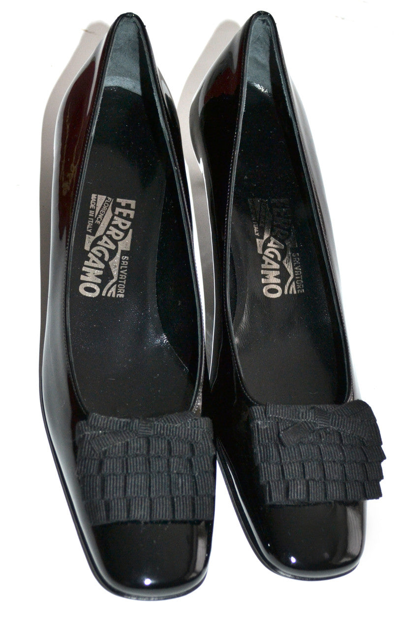 Salvatore Ferragamo shoes NEW in box black patent leather ruffled