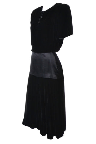 Black Flora Kung Silk Velvet Vintage Dress