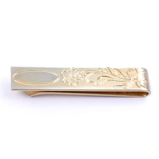 Floral engraved vintage tie bar from the 1960's from Flex Let Quality