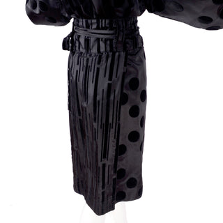 France Andrevie panel wrap skirt with velvet stripes and polka dots