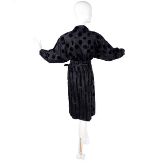 France Andrevie black velvet dolman blouse and wrap skirt