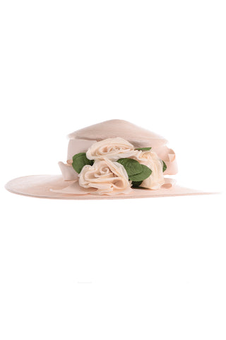 Frank Olive Vintage Straw Hat w Roses
