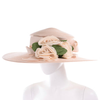 Frank Olive Vintage Sun Hat with Silk Flowers