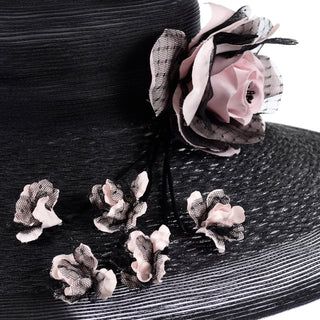 Vintage Frank Olive Wide Brim Hat with flowers