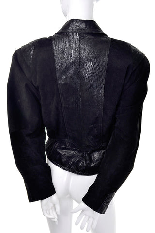 1980's black suede vintage jacket with shoulder pads