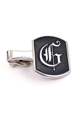 Calligraphy initial G personalized vintage tie clip