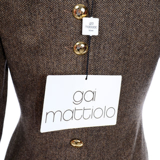 Gai Mattiolo Deadstock Fur Trimmed Wool Vintage Dress and Wrap tags