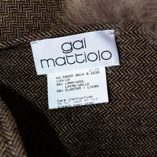Gai Mattiolo Deadstock Fur Trimmed Wool Vintage Dress and Wrap wool tweed