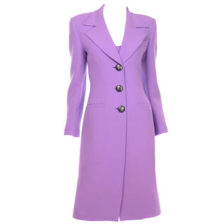 Monochromatic Gai Mattiolo Purple Dress and Coat Suit