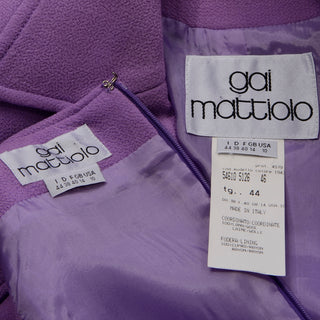Gai Mattiolo Purple Dress and Coat Suit Size 10