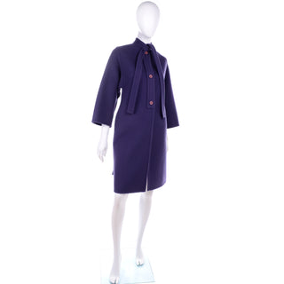 1980s Ladies Purple Wool Vintage James Galanos Coat