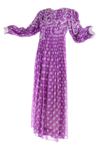 Galanos Purple Polka Dot Dress