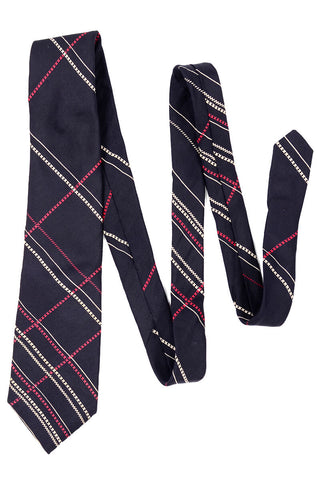 Galleria di Bronzini Navy Silk Plaid Narrow Men's Necktie