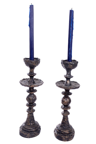 Vintage-Bronze-medieval -style-heavy-candle-holders-candlesticks