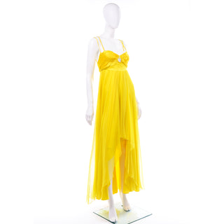 Yellow Chiffon Gattinoni Vintage Silk Chiffon Gown