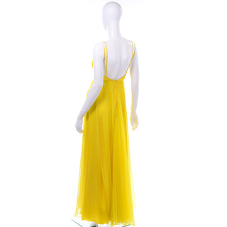 Gattinoni Vintage 2000s Silk Chiffon Yellow Dress