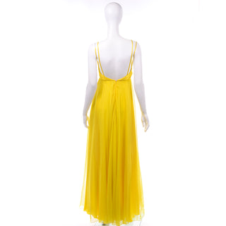 Gattinoni Vintage Yellow Silk Chiffon Gown
