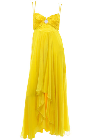 Gattinoni Yellow Silk Chiffon High Low Dress