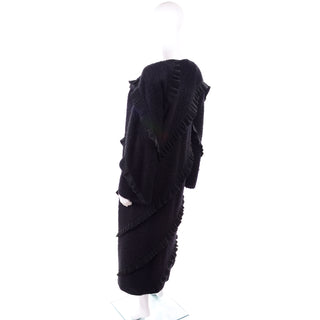 F/W 1999 Geoffrey Beene Vintage Black Alpaca Dress and Coat Ensemble
