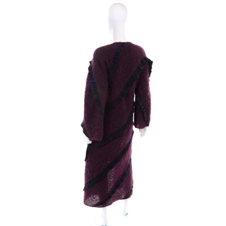F/W 1999 Geoffrey Beene Vintage Burgundy Alpaca Coat & Strapless Dress